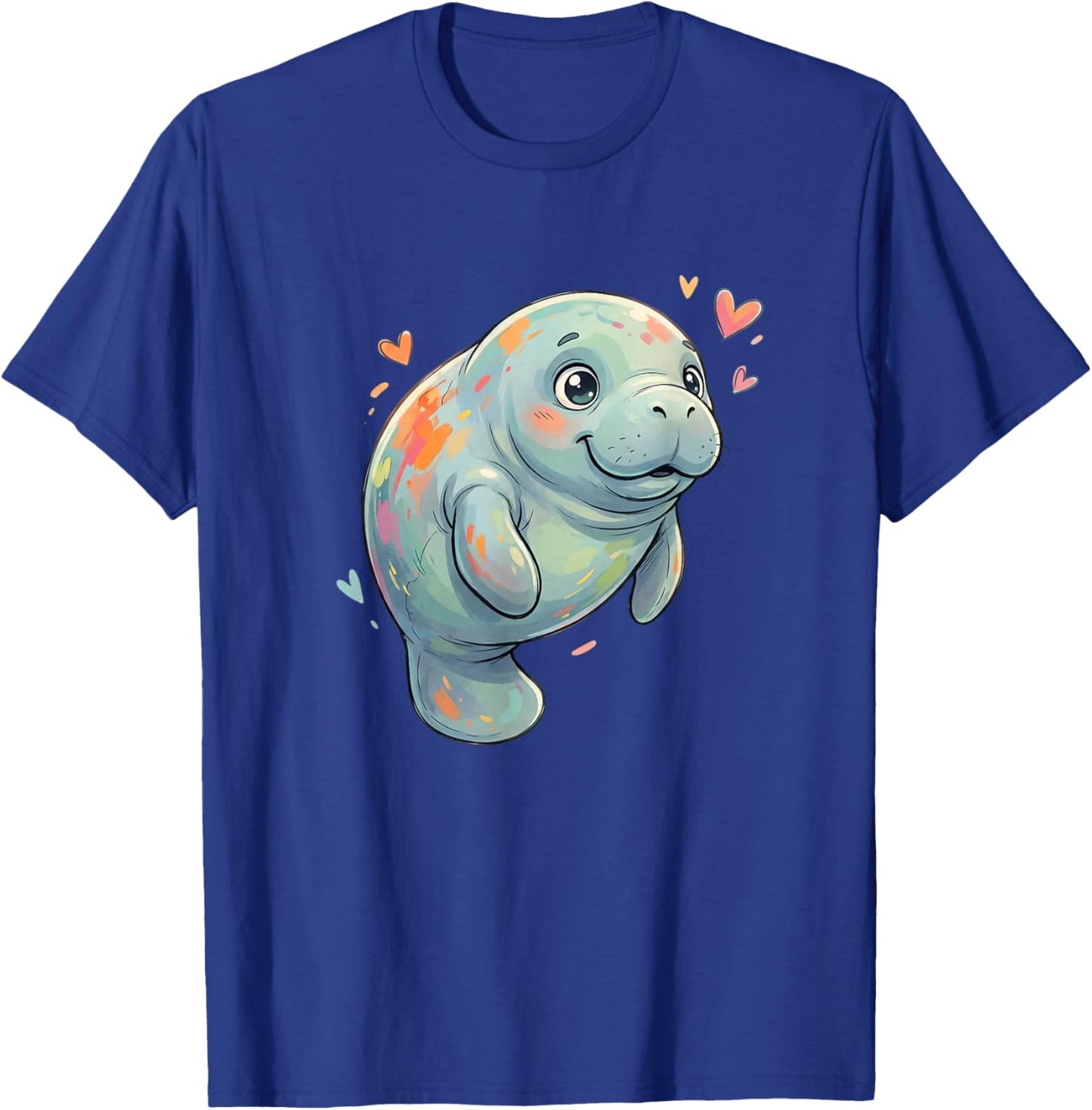 Adorable Colorful Manatee with Hearts Lovers T-Shirt - T-Shirt | Royal