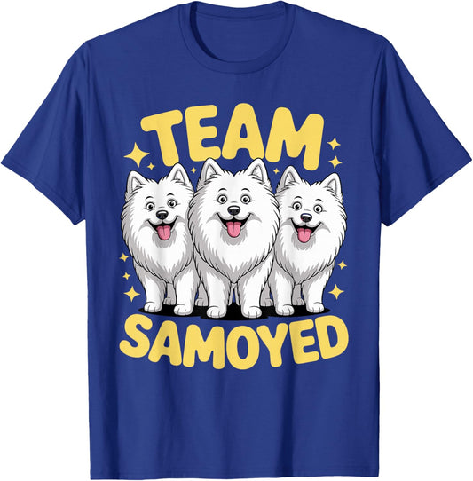 Cartoon Sammie White Plush Pet Dog Breed Team Samoyed T-Shirt - T-Shirt | Royal