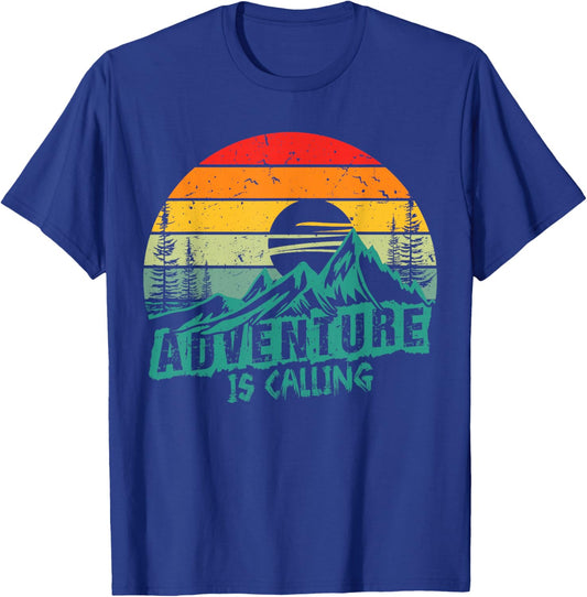 Forest Trees Camping Mountain Nature Adventure Outdoor Camp T-Shirt - T-Shirt | Royal