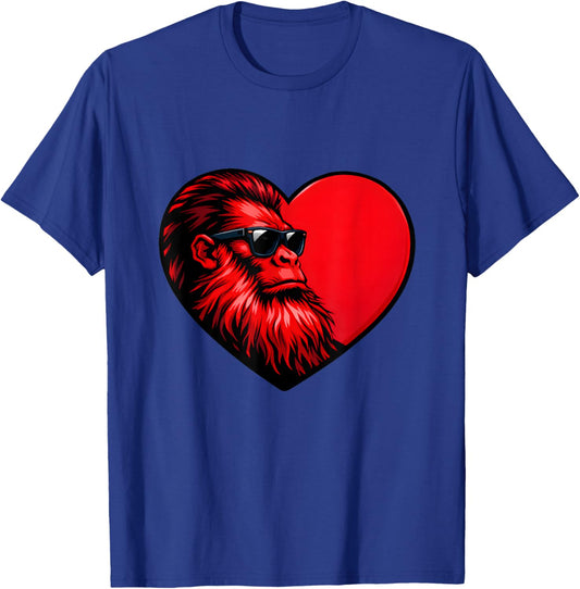 Sasquatch Heart Profile Bigfoot Valentine Funny T-Shirt - T-Shirt | Royal