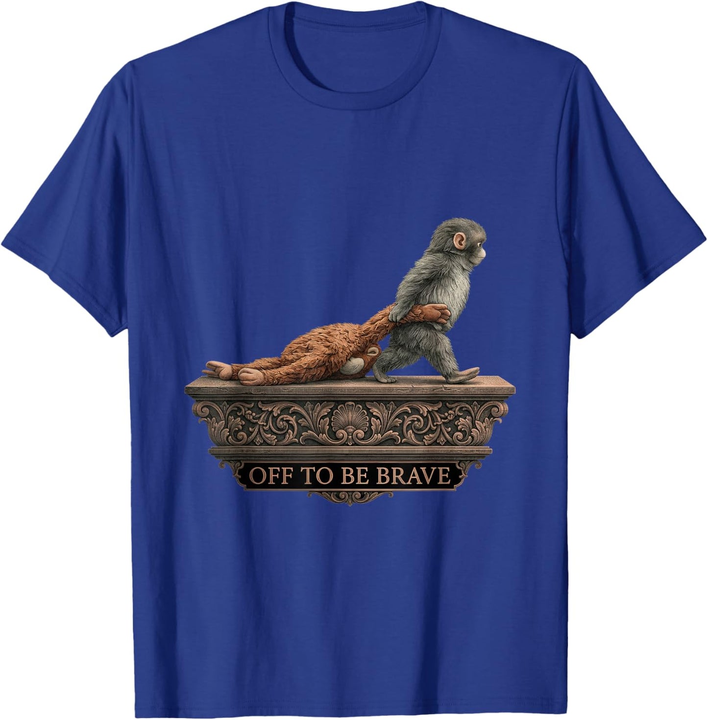 Funny Viral Monkey Meme Monkey Punch Off to Be Brave T-Shirt - T-Shirt | Royal