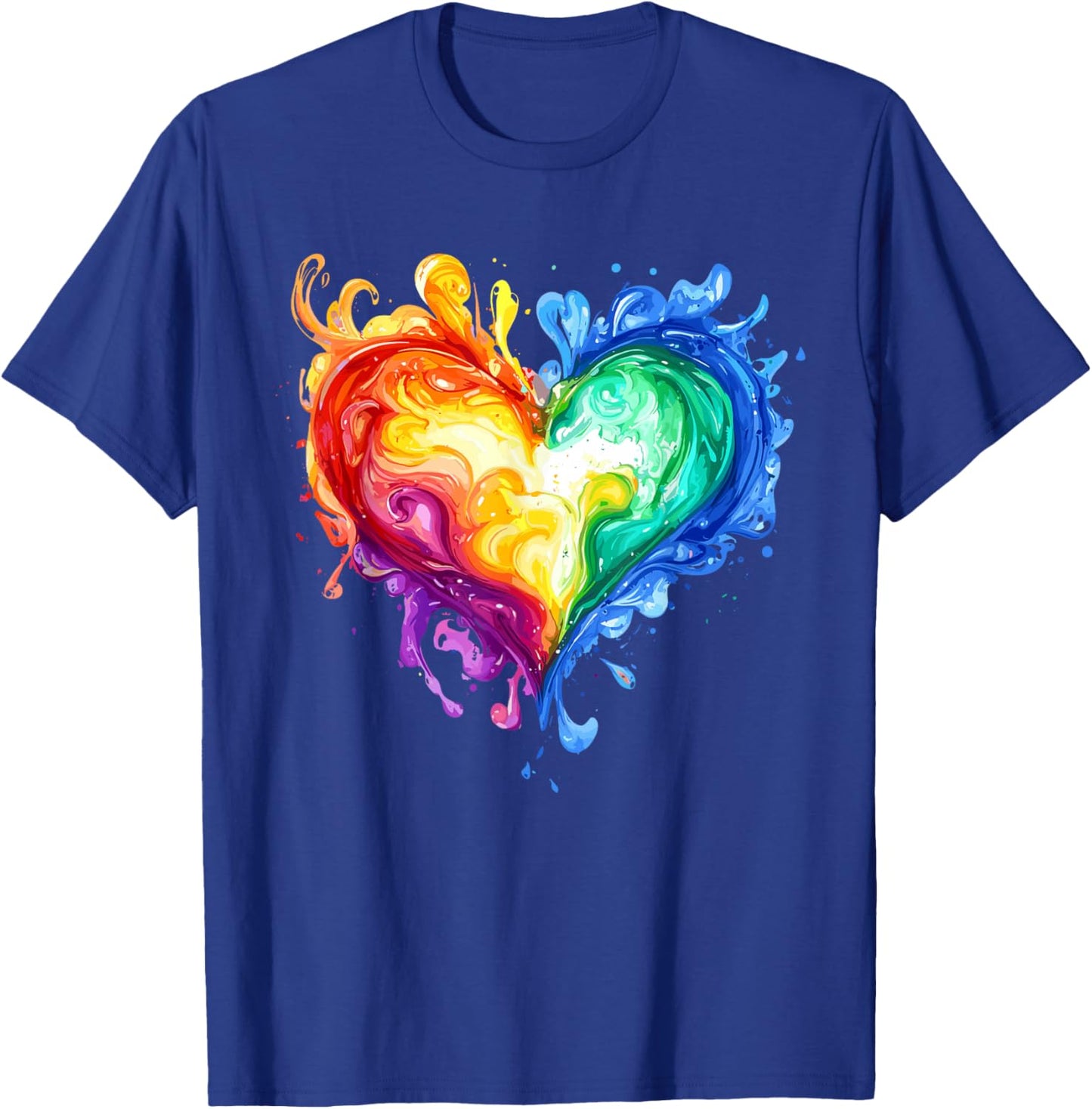Rainbow Heart Pride Love Equality LGBTQ Ally T-Shirt - T-Shirt | Royal
