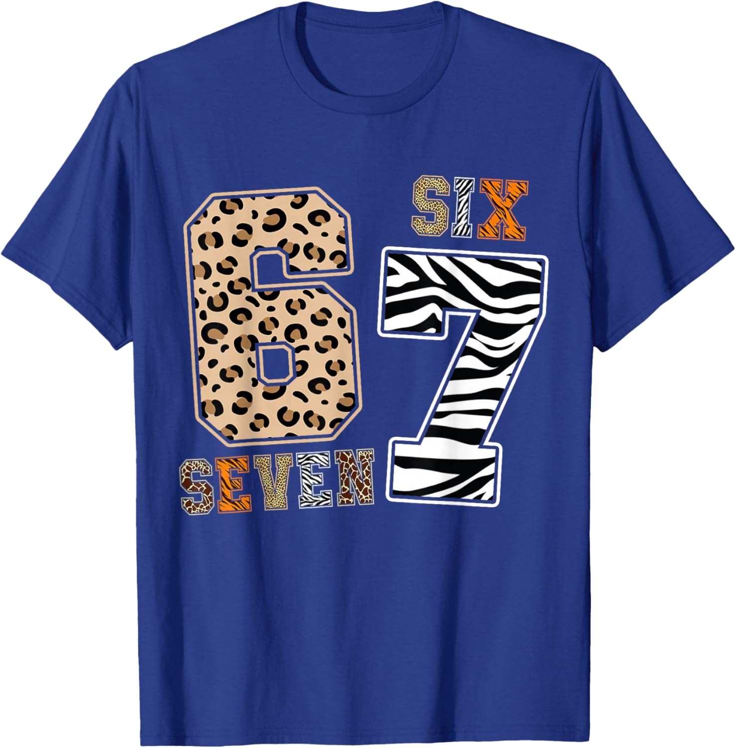 Six Seven Animal Print Kids Clothes Zoo 67 Meme Boys Girls T-Shirt - T-Shirt | Royal