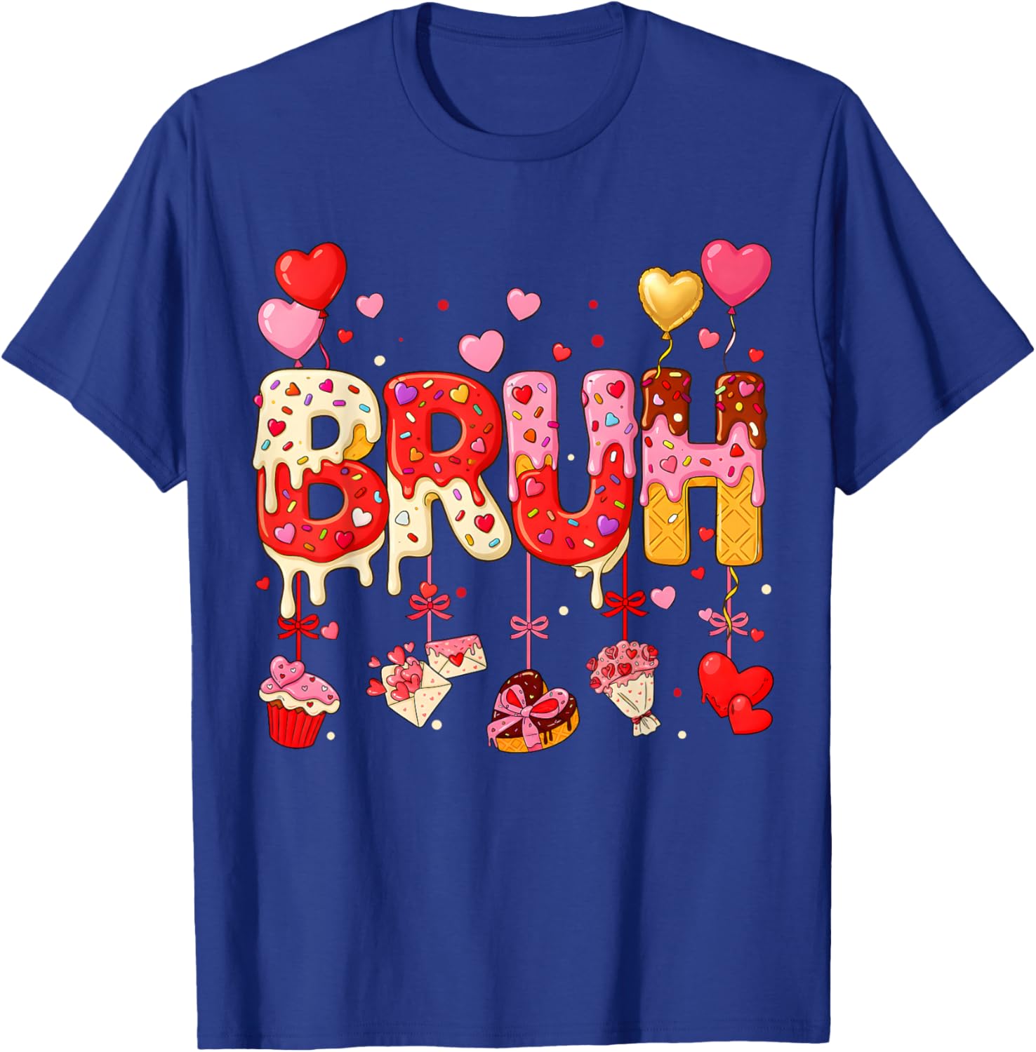 Boy Bruh Meme Valentines Day Drip Ice Cream Kids Hearts Girl T-Shirt - T-Shirt | Royal