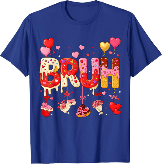 Boy Bruh Meme Valentines Day Drip Ice Cream Kids Hearts Girl T-Shirt - T-Shirt | Royal