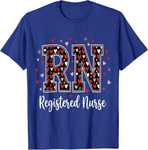 Healthcare Heart Registered Nurse RN Valentines Nurses T-Shirt - T-Shirt | Royal