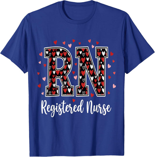Healthcare Heart Registered Nurse RN Valentines Nurses T-Shirt - T-Shirt | Royal