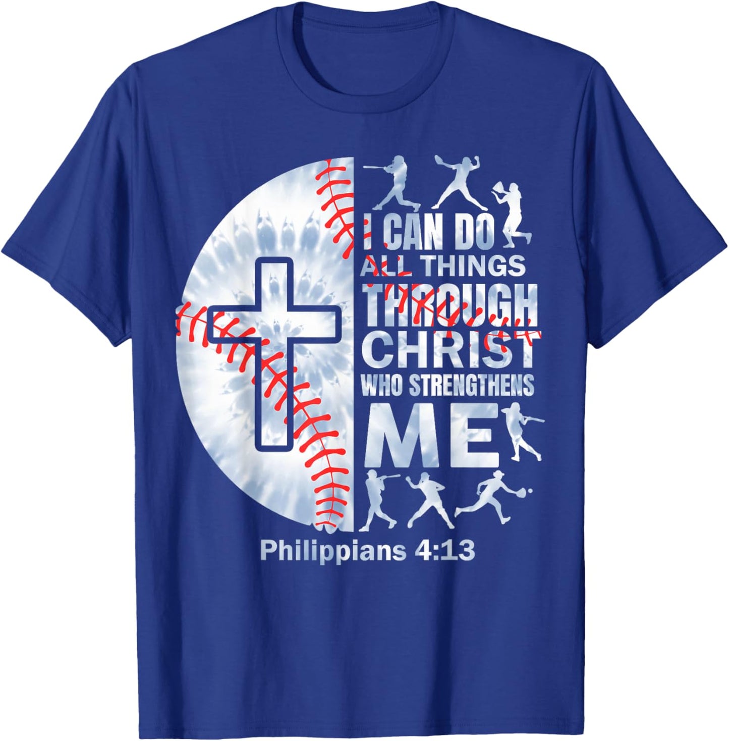 Christian Baseball Men Boy Player Team Religious Philippians T-Shirt - T-Shirt | Royal
