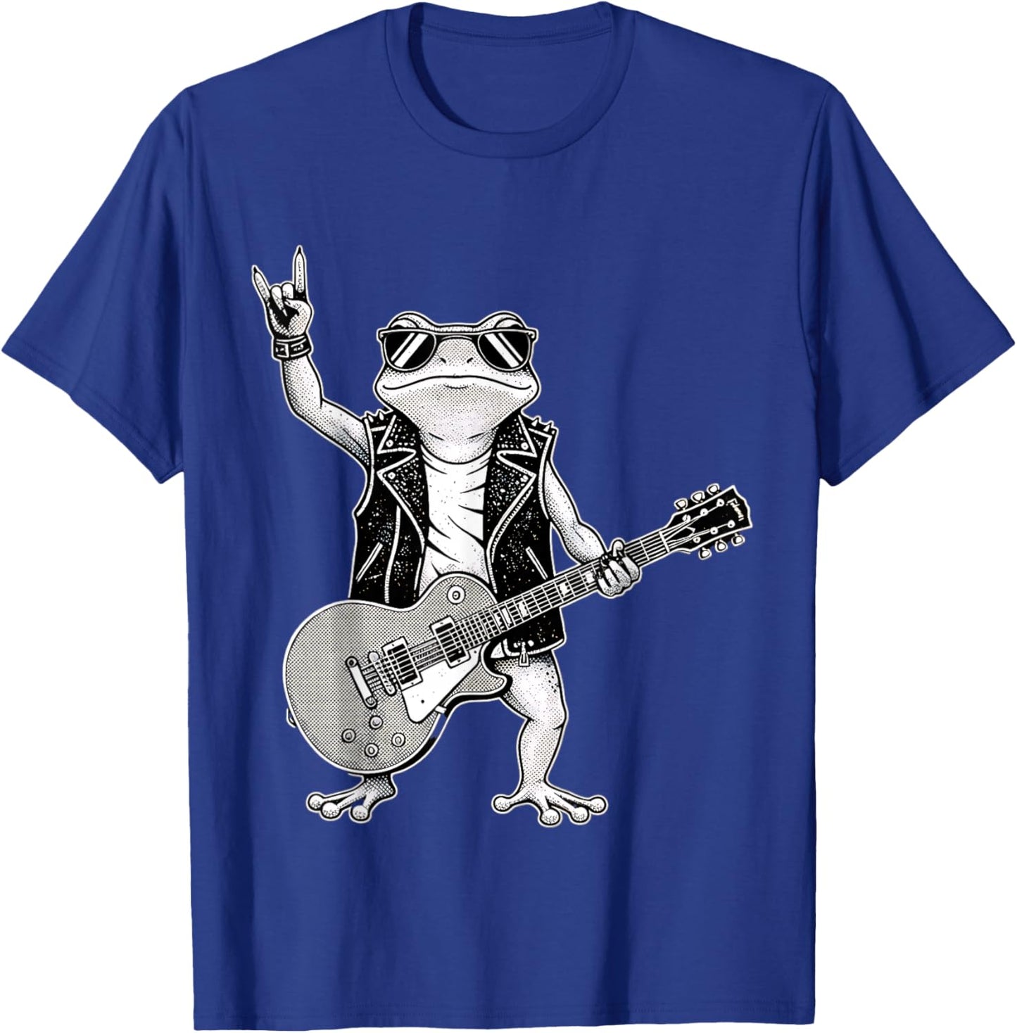 Funny Rock Music Band Frog Playing Guitar Retro Graphic T-Shirt - T-Shirt | Royal
