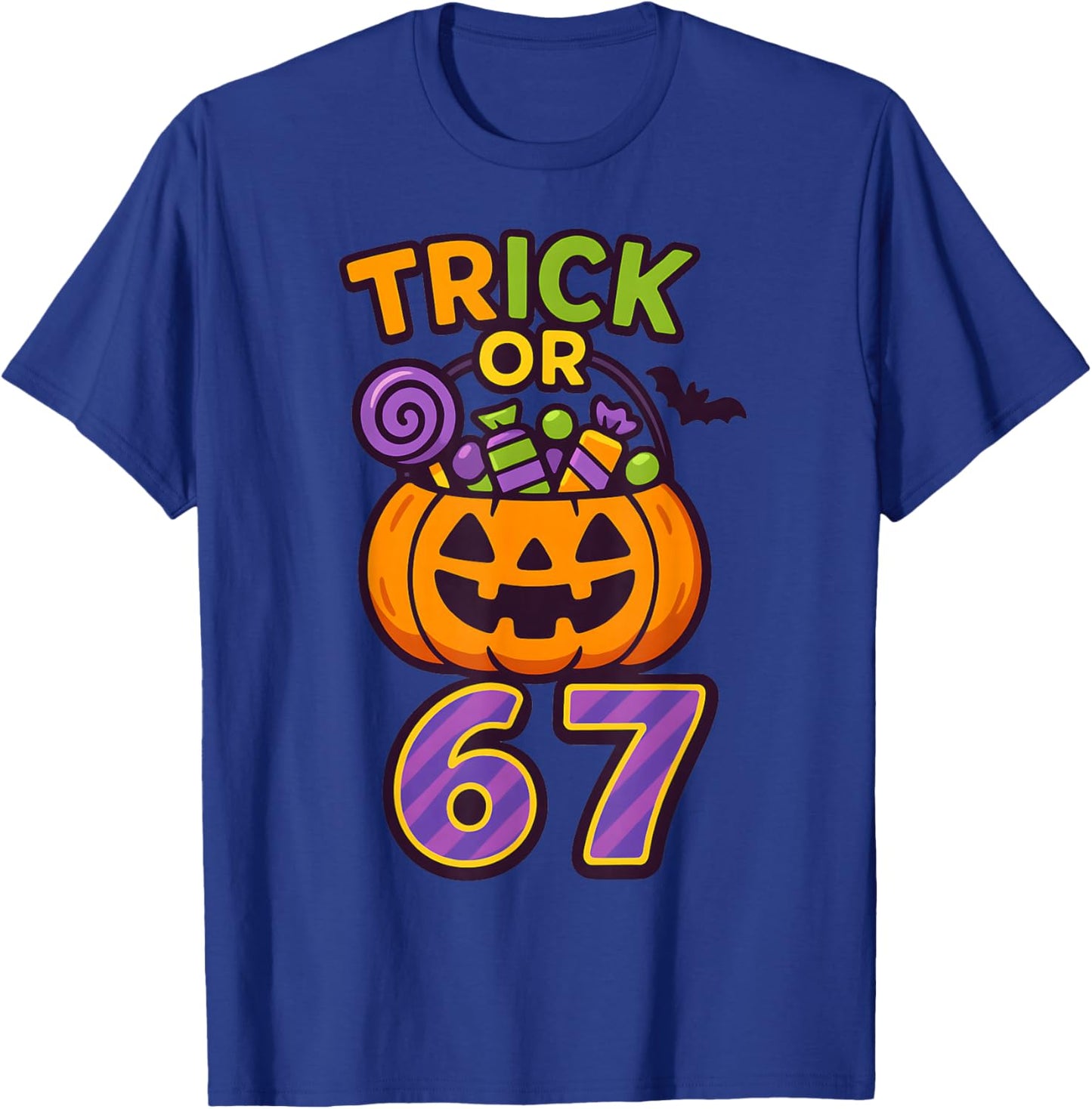 Funny 67 Halloween Trick Or Treat Pumpkin Boys Six Seven T-Shirt - T-Shirt | Royal