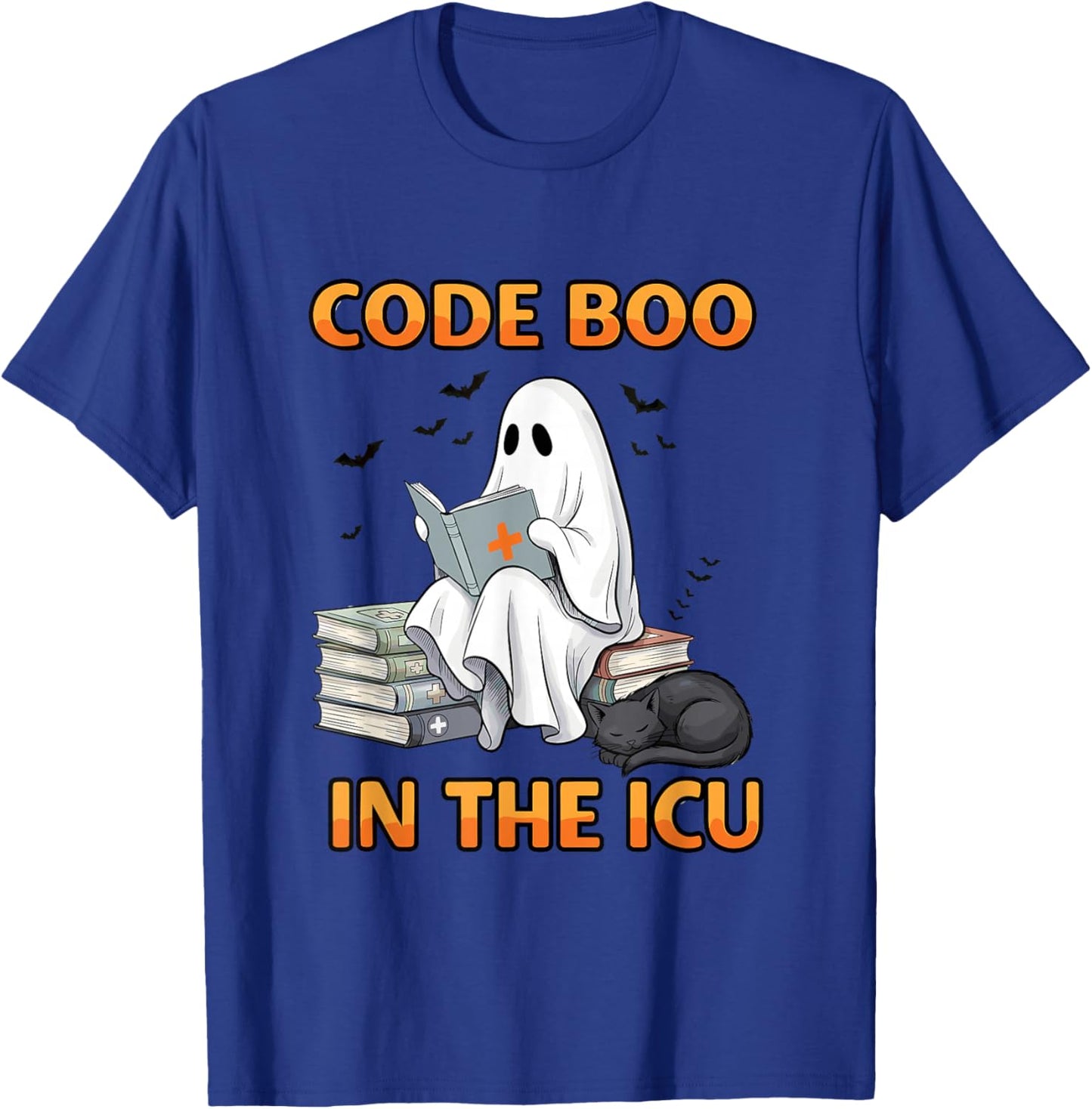 Ghost ICU Nurse Code Boo in ICU Funny Halloween Costume T-Shirt - T-Shirt | Royal