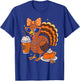Turkey Drinking Coffee Bow Thanksgiving Turkey Day T-Shirt - T-Shirt | Royal