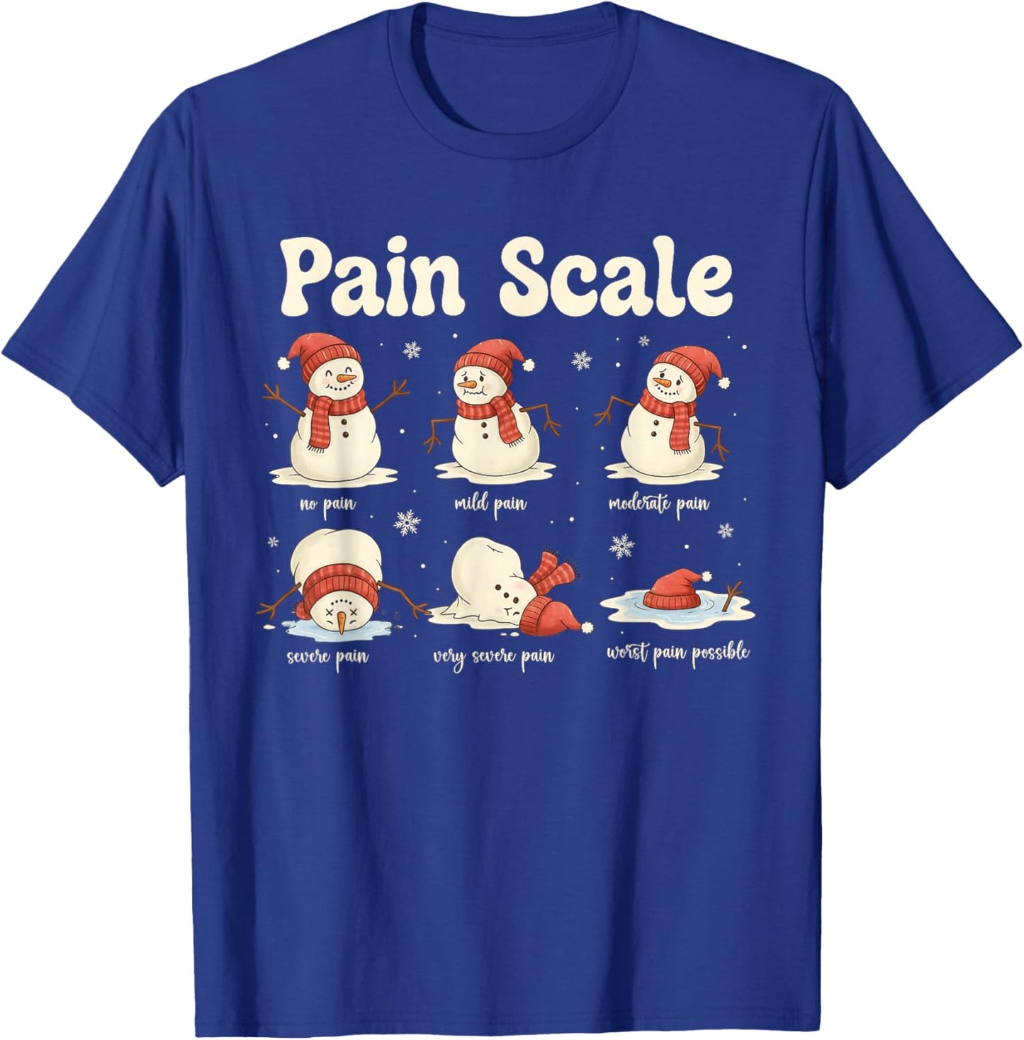 Pain Scale Snowman Funny Nurse Christmas ICU Nurse T-Shirt - T-Shirt | Royal