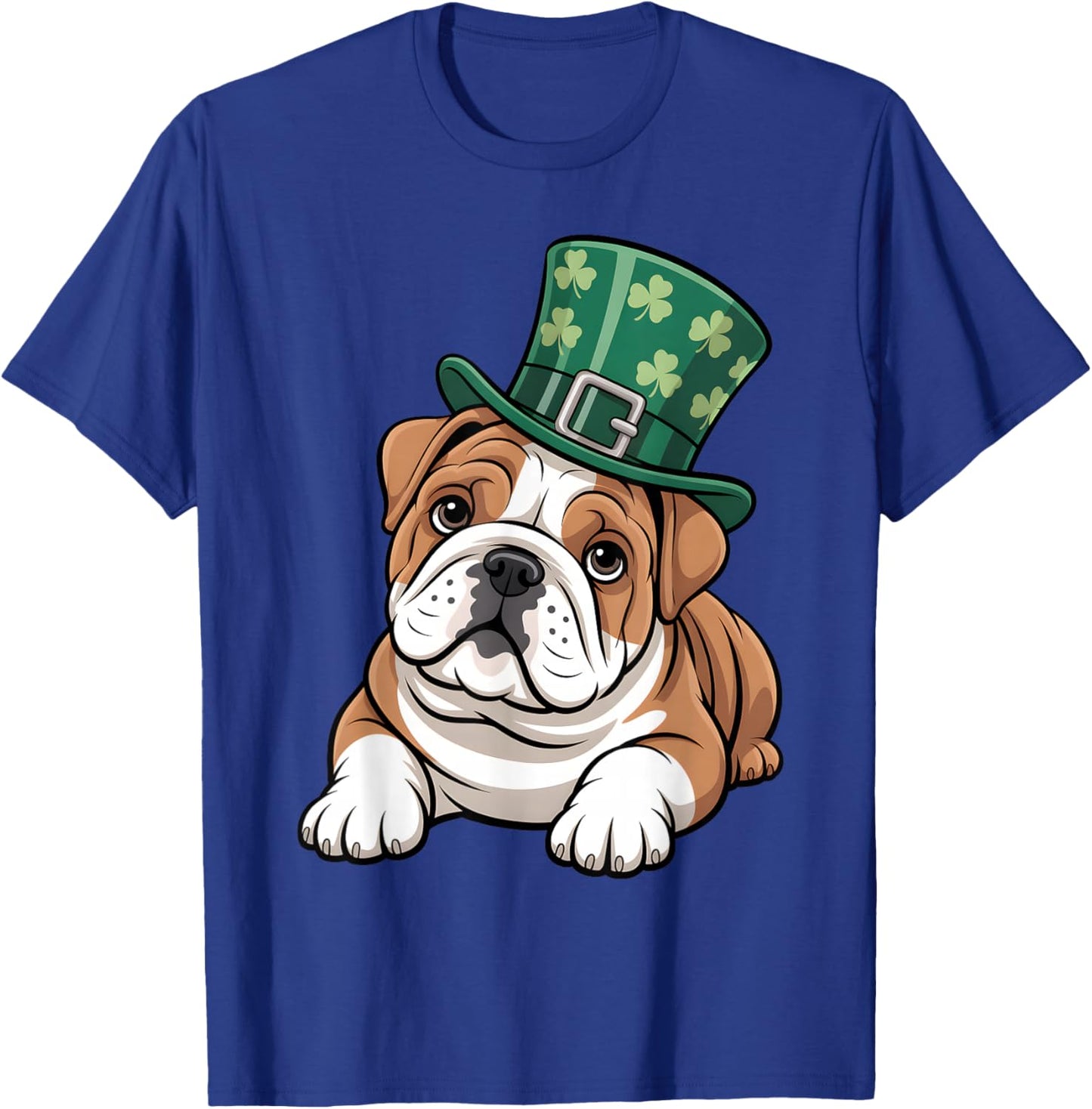 Funny English Bulldog Shamrock Women Men St Patricks Day T-Shirt - T-Shirt | Royal