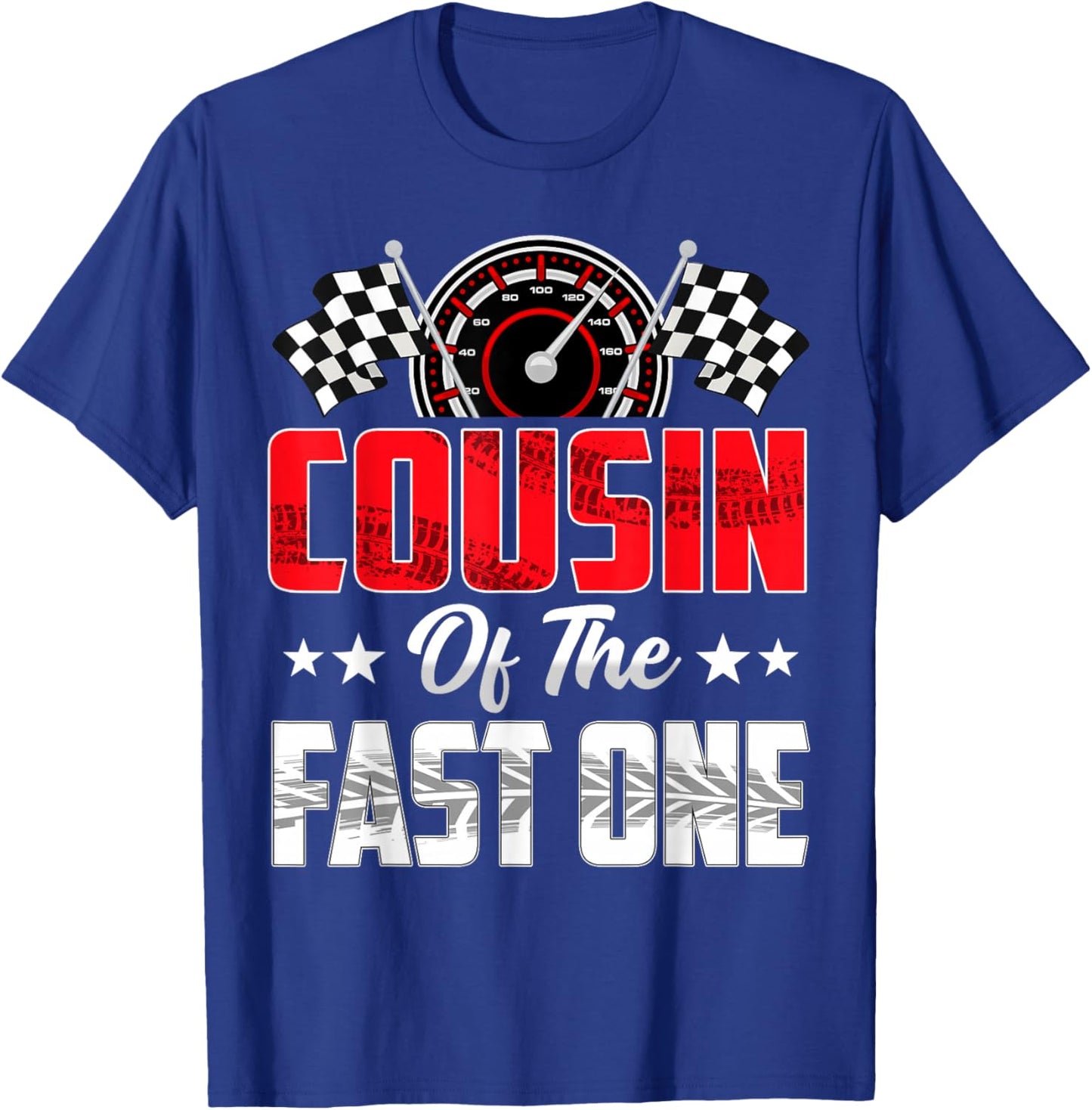 Cousin of The Fast One Birthday 1st Race Car Family T-Shirt - T-Shirt | Royal