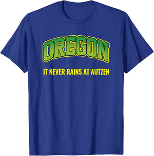 Oregon Pride Bold State Identity It Never Rains Autzen T-Shirt - T-Shirt | Royal