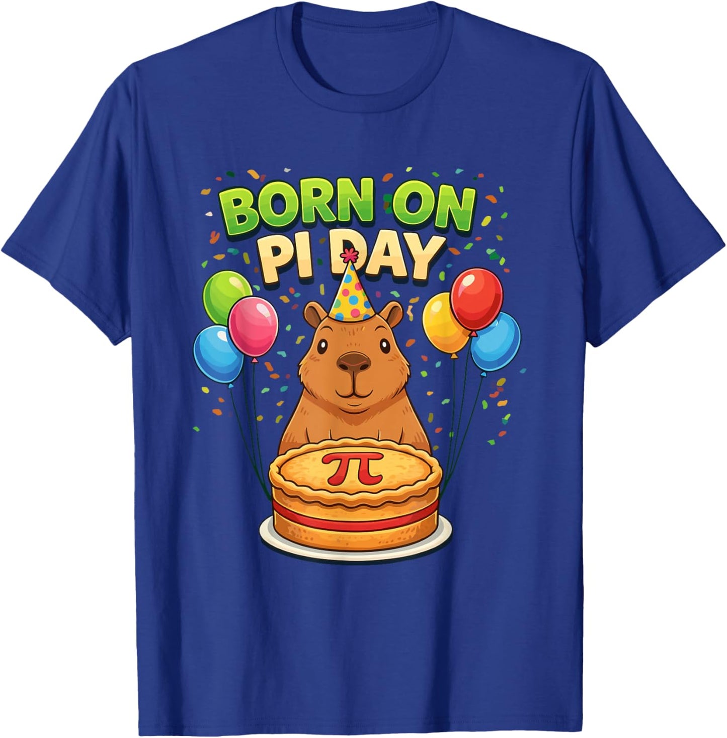 Born on Pi Day 3.14 Birthday Capybara T-Shirt - T-Shirt | Royal