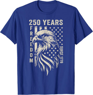 250 Years America Freedom Since 1776 4th of July US Flag T-Shirt - T-Shirt | Royal