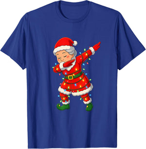Christmas Dabbing Mrs Santa Claus Girl Lights Funny Xmas Dab T-Shirt - T-Shirt | Royal