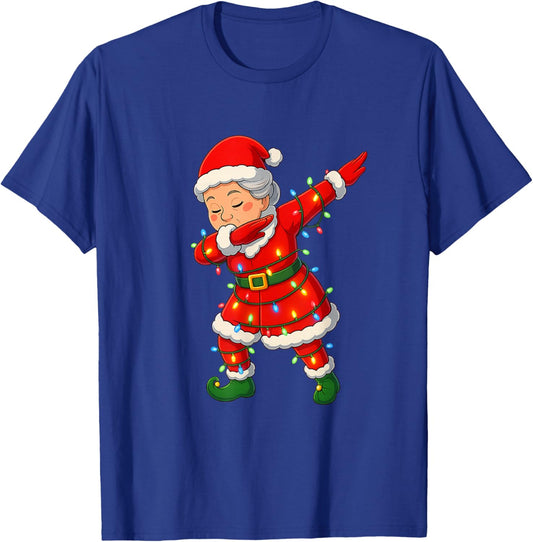 Christmas Dabbing Mrs Santa Claus Girl Lights Funny Xmas Dab T-Shirt - T-Shirt | Royal