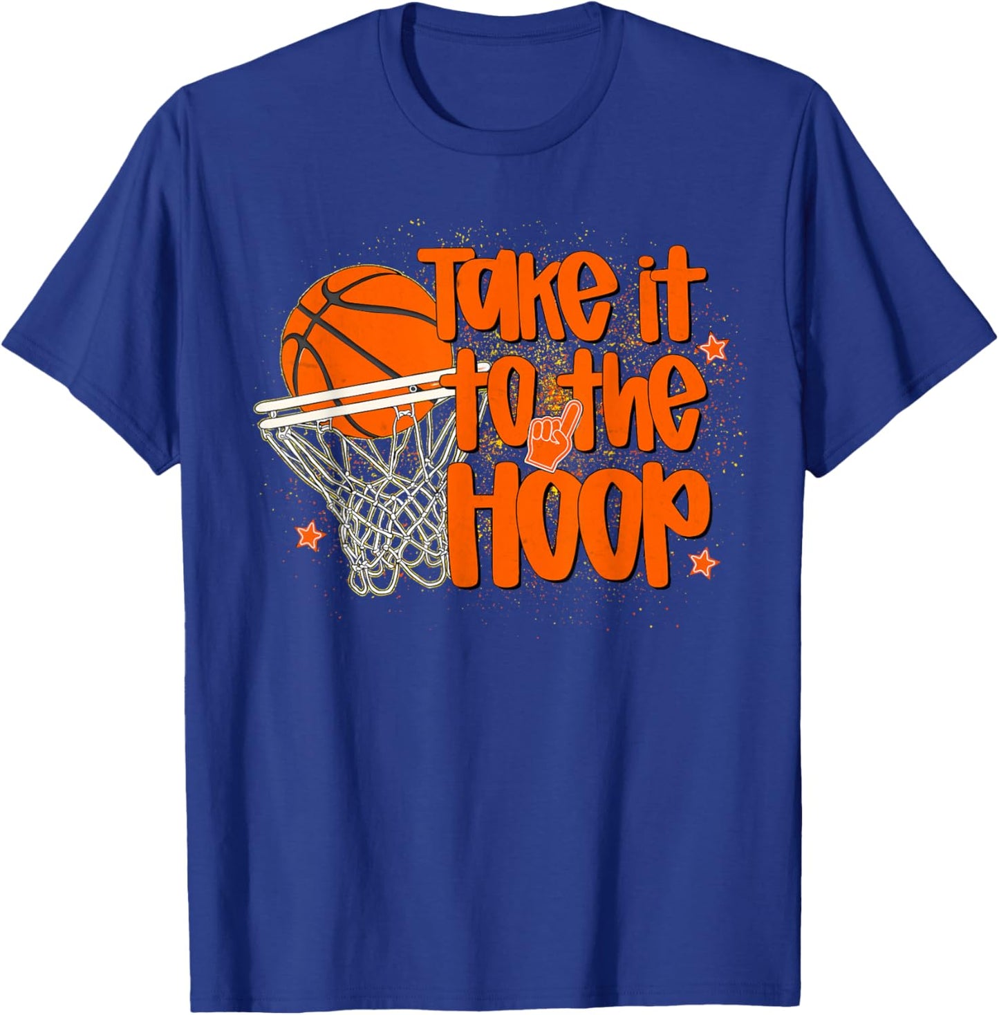 Women Men Basketball Heart Hoop Kids Game Day Basketball T-Shirt - T-Shirt | Royal
