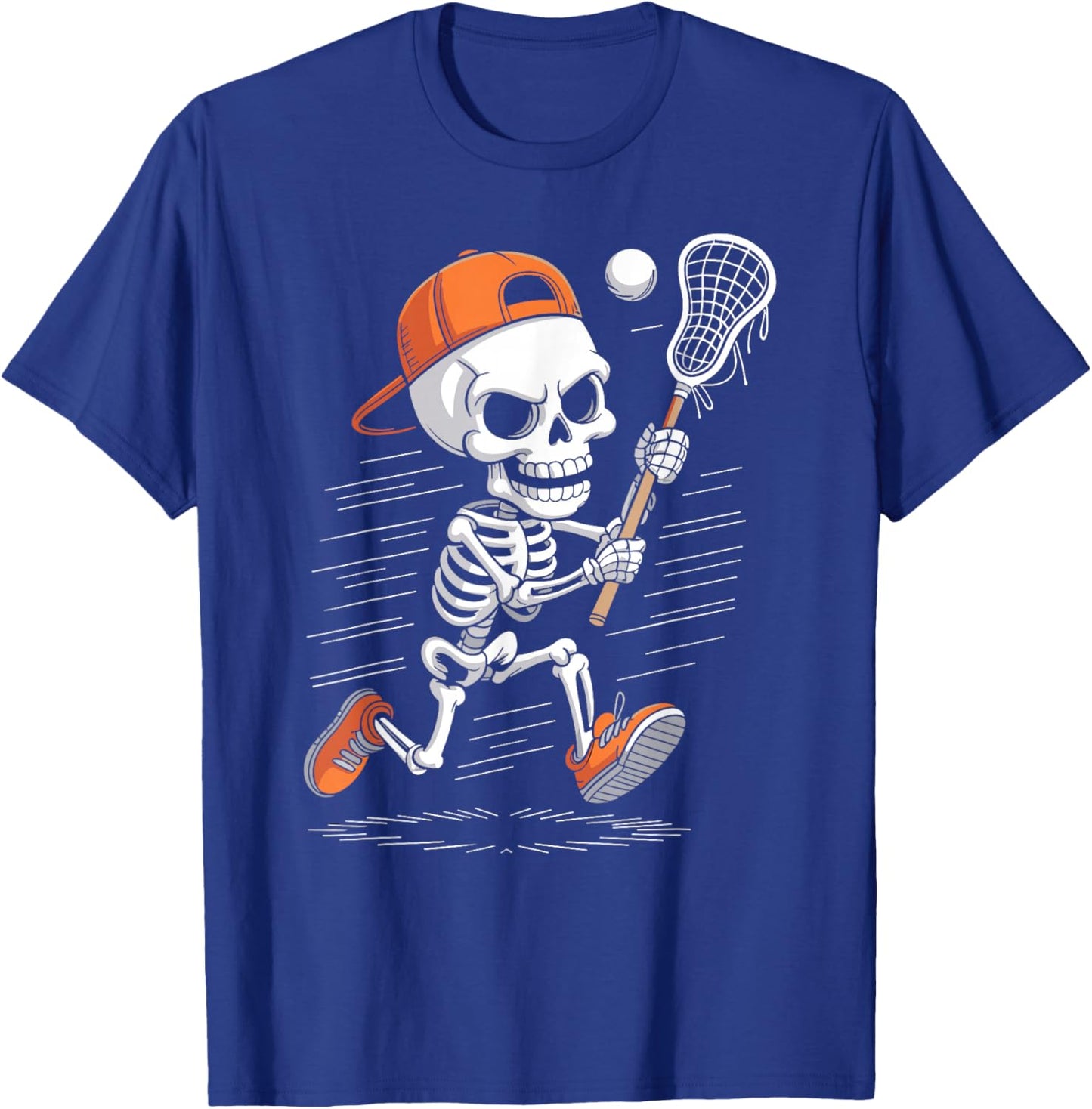 Skeleton Lacrosse Halloween Costume Funny Men Boys Kids T-Shirt - T-Shirt | Royal