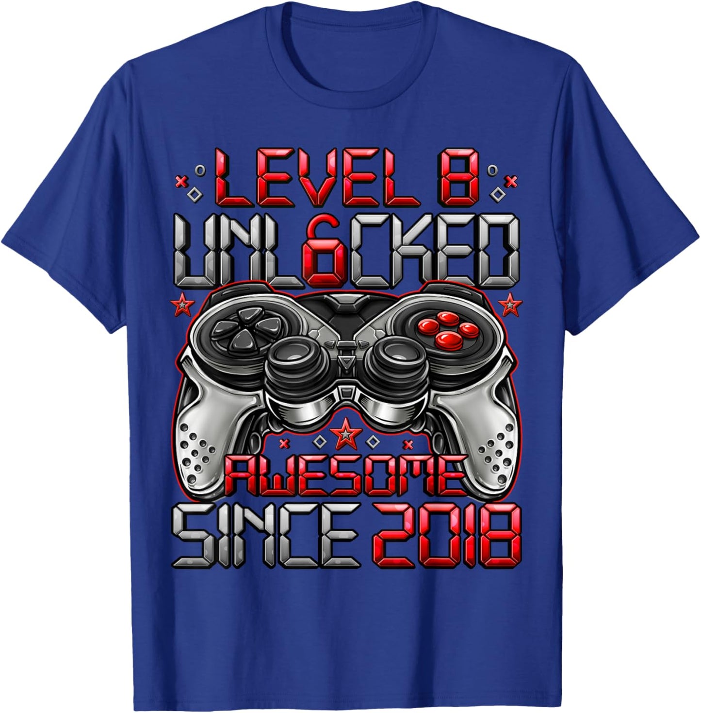 Level 8 Unlocked 8 Year Old Gifts Boys 8th Birthday Boy T-Shirt - T-Shirt | Royal