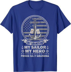 My Grandson is My Hero Proud Sailor Grandma Family Matching T-Shirt - T-Shirt | Royal