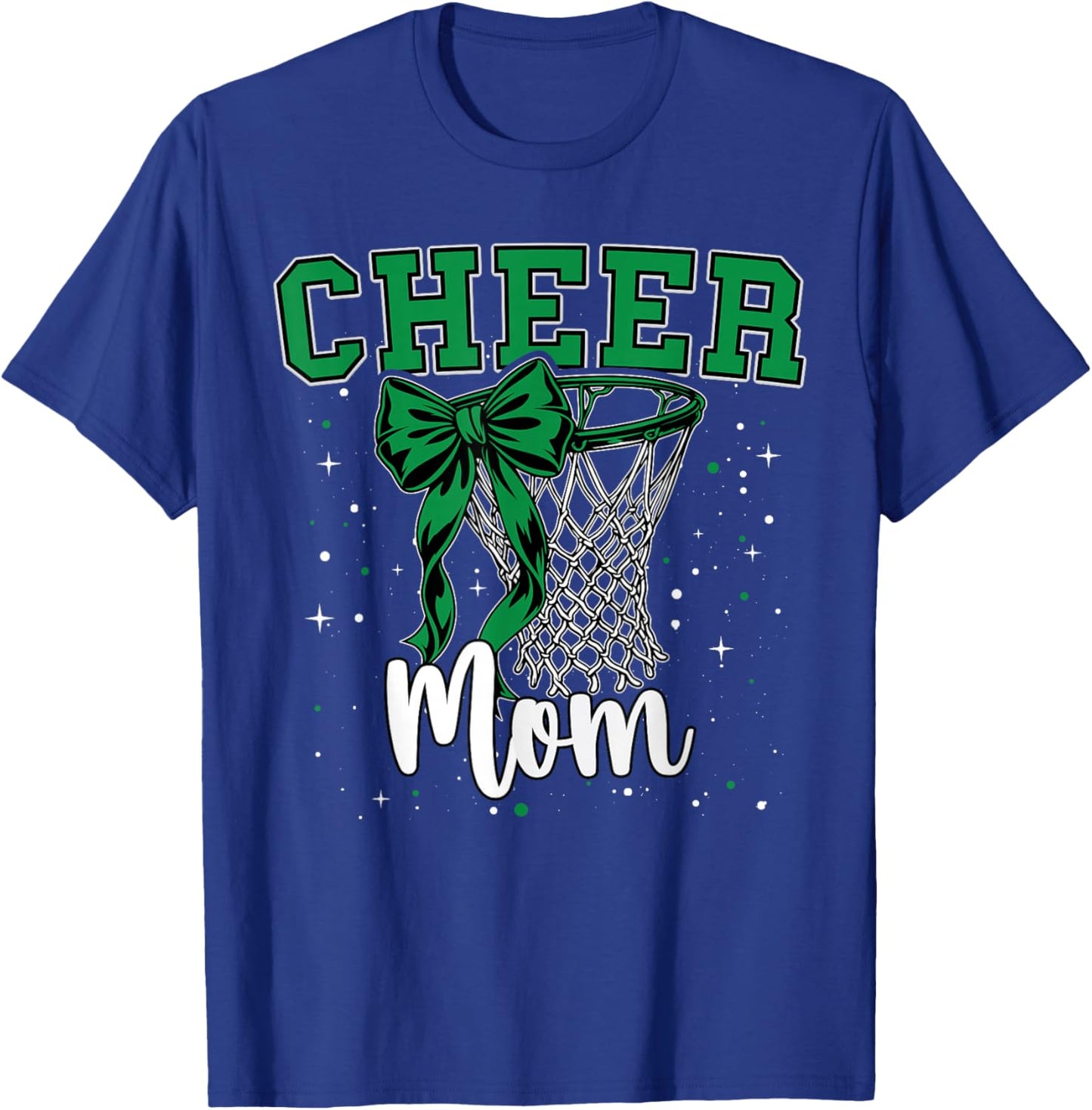 Green Cheer Mom Bow Sport Basketball Game Cheerleading Mama T-Shirt - T-Shirt | Royal