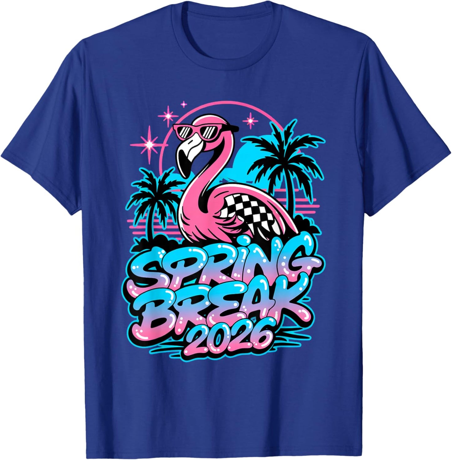 Spring Break 2026 Flamingo Retro Tropical Party Vacation T-Shirt - T-Shirt | Royal