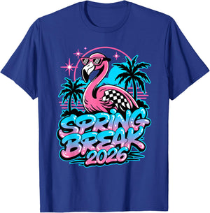 Spring Break 2026 Flamingo Retro Tropical Party Vacation T-Shirt - T-Shirt | Royal