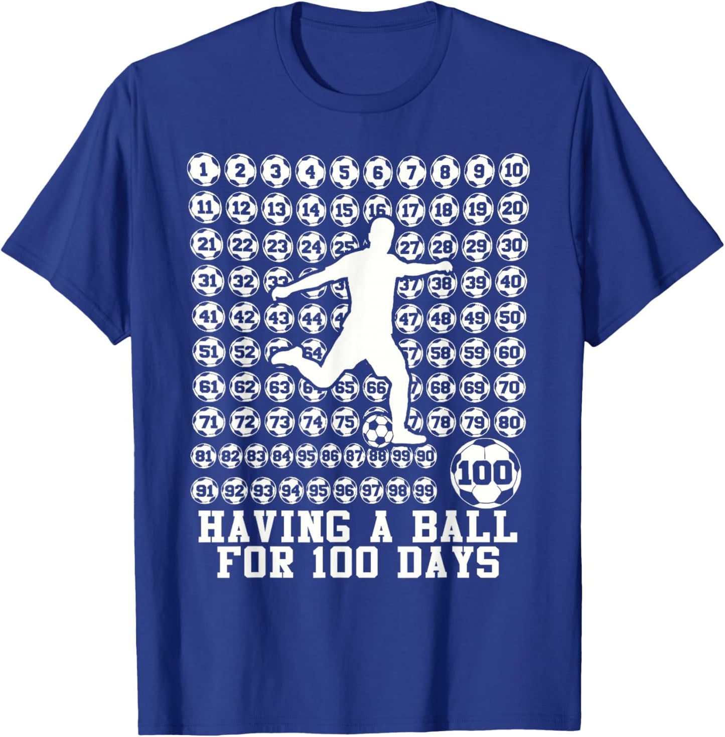 100 Days of School Boys Soccer 100th Day of School Kids T-Shirt - T-Shirt | Royal