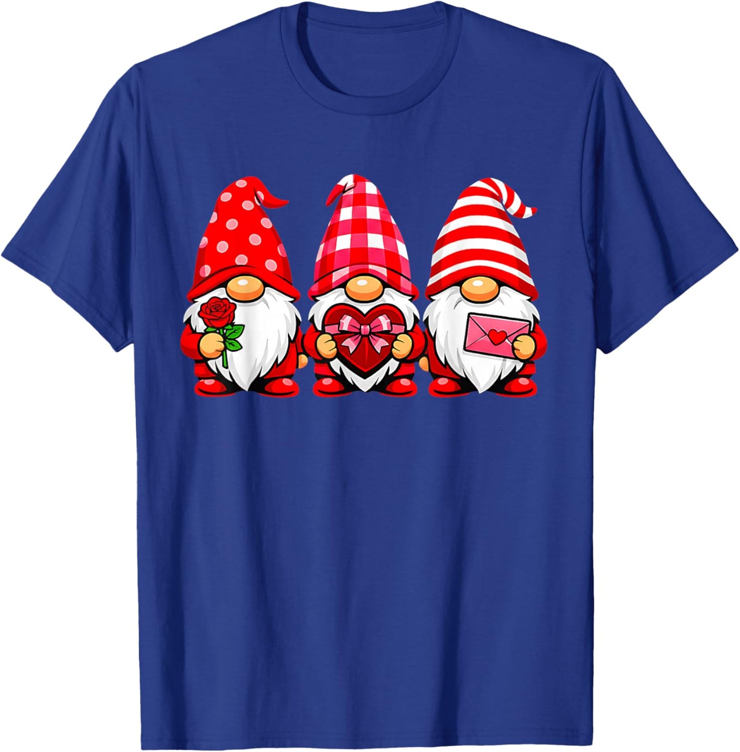 Gnomes Love Valentine's Day Buffalo Leopard Heart Women Men T-Shirt - T-Shirt | Royal