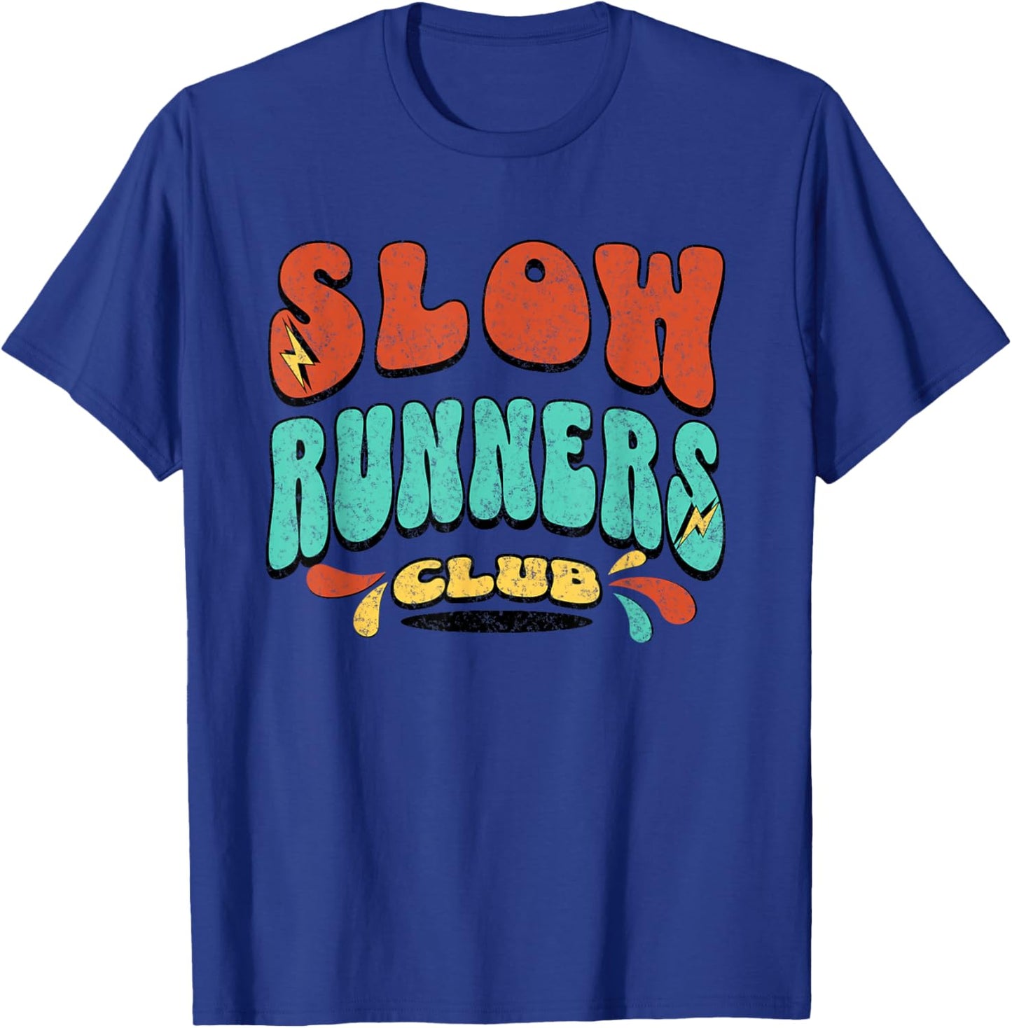 Funky Colorful Retro Slow Runners Club Running Jogging T-Shirt - T-Shirt | Royal