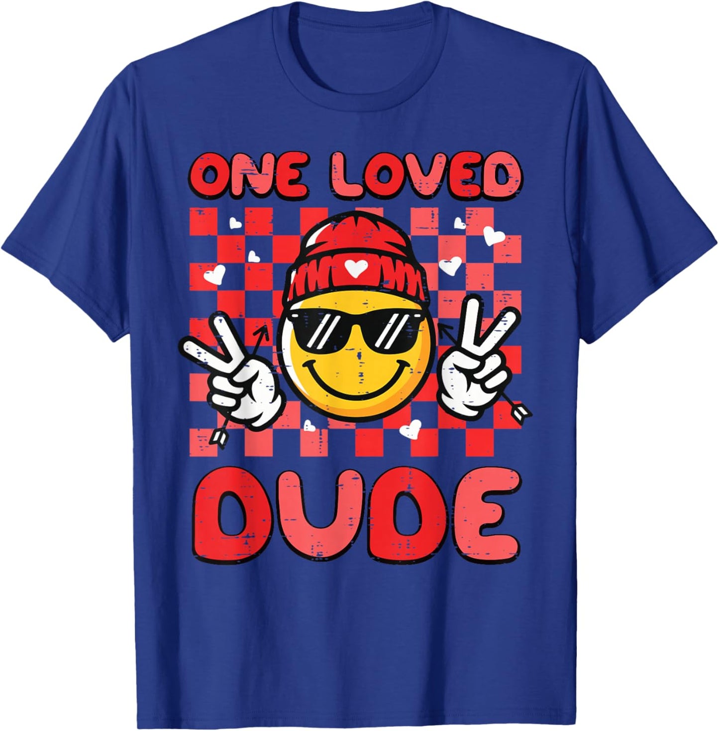 Valentines Day One Loved Dude Retro Boys Kids Men T-Shirt - T-Shirt | Royal