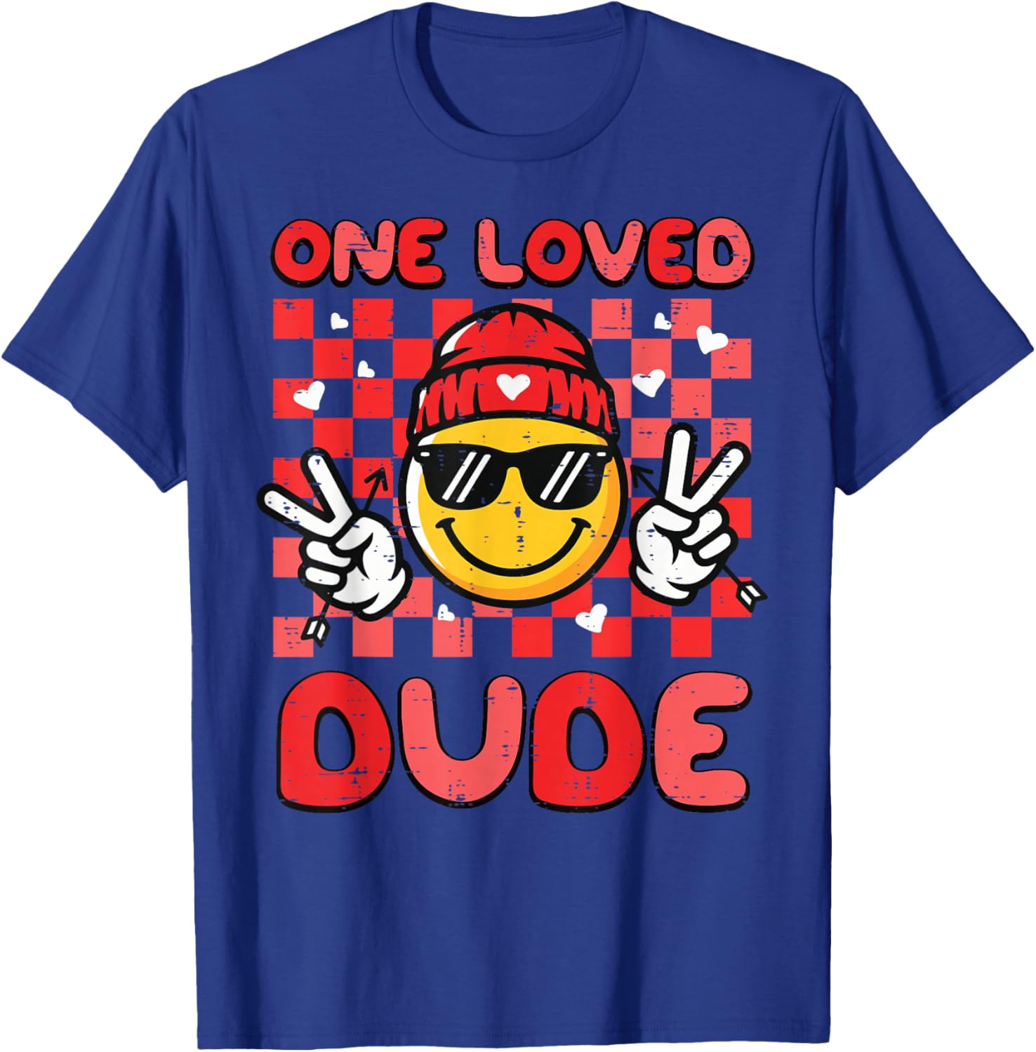 Valentines Day One Loved Dude Retro Boys Kids Men T-Shirt - T-Shirt | Royal