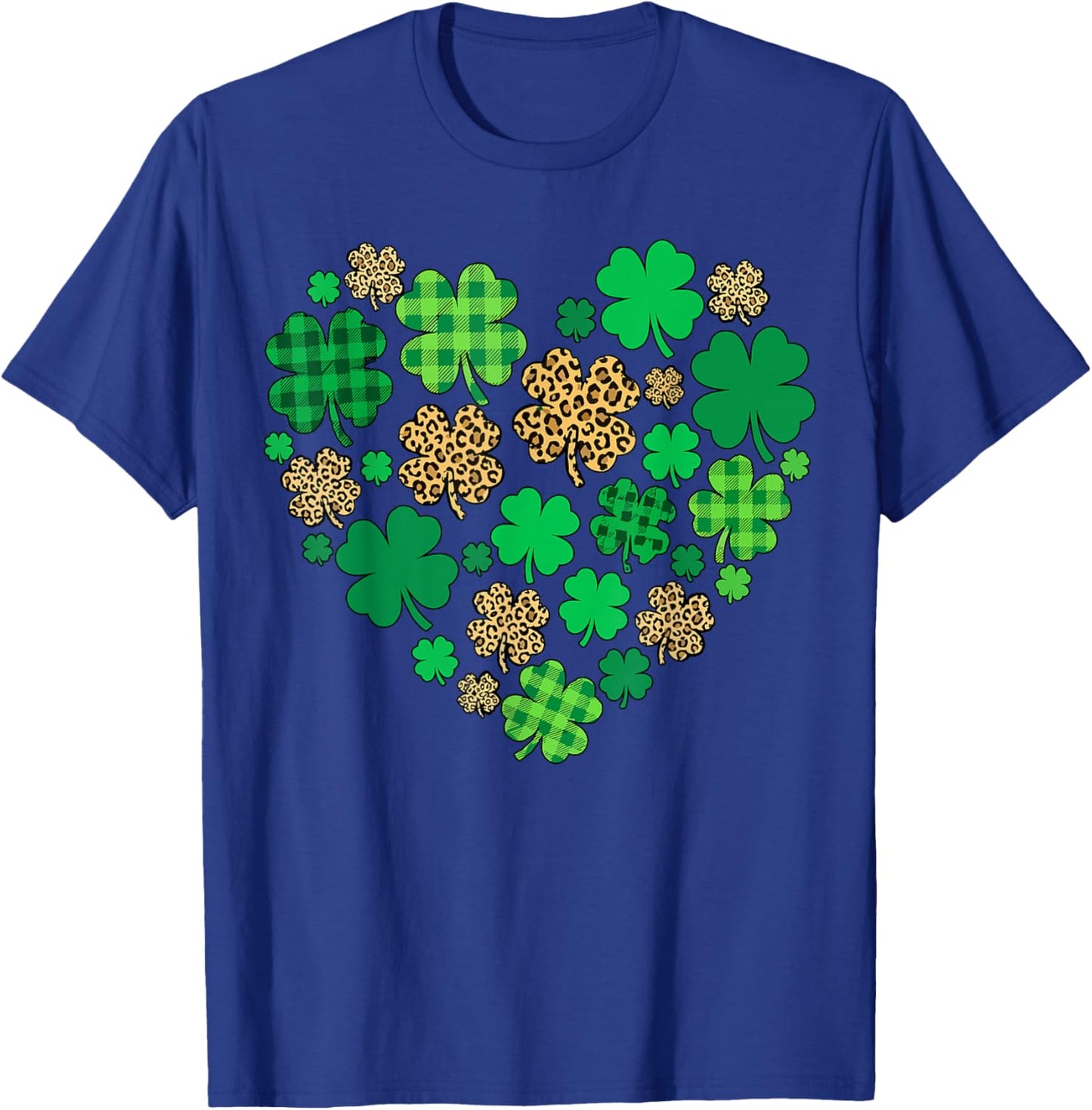 Shamrock Heart St Patricks Day Leopard T-Shirt - T-Shirt | Royal