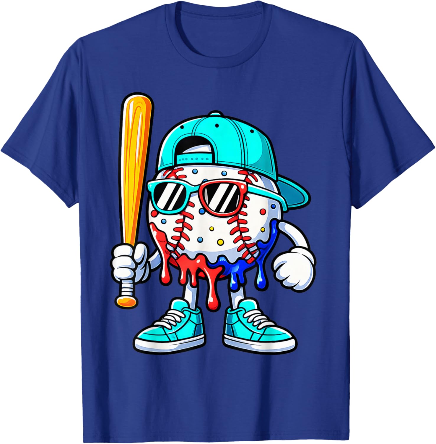 Baseball Drip for Boys Ice Cream Drip Baseball Sport Lover T-Shirt - T-Shirt | Royal