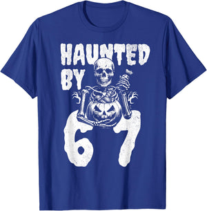 Funny Halloween Skeleton Haunted by 6 7 Meme T-Shirt - T-Shirt | Royal