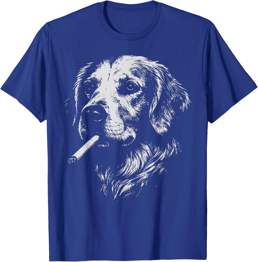 Golden Retriever Meme Funny Dog Smoking Cigarette T-Shirt - T-Shirt | Royal