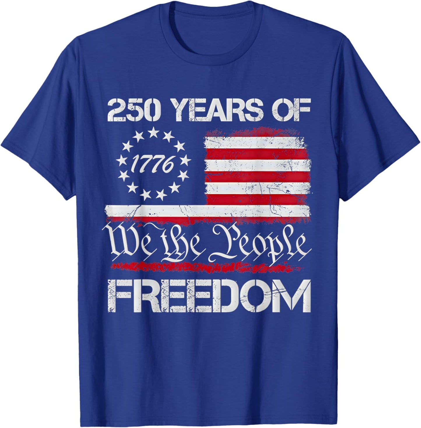 4th of July American Flag Vintage 250 Years 1776 2026 USA T-Shirt - T-Shirt | Royal