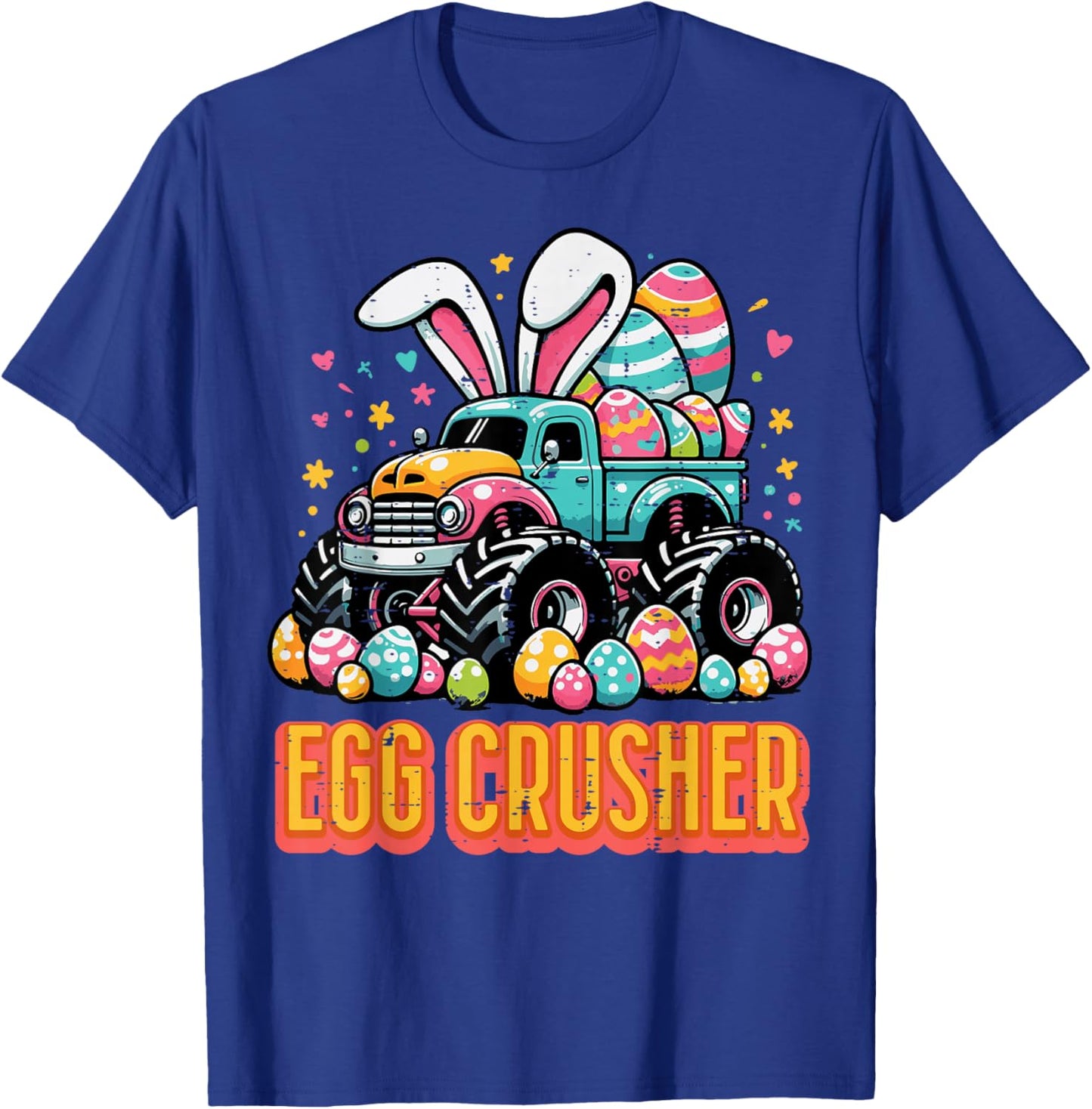 Easter Egg Crusher Monster Truck Bunny Ears Toddler Boy Kids T-Shirt - T-Shirt | Royal