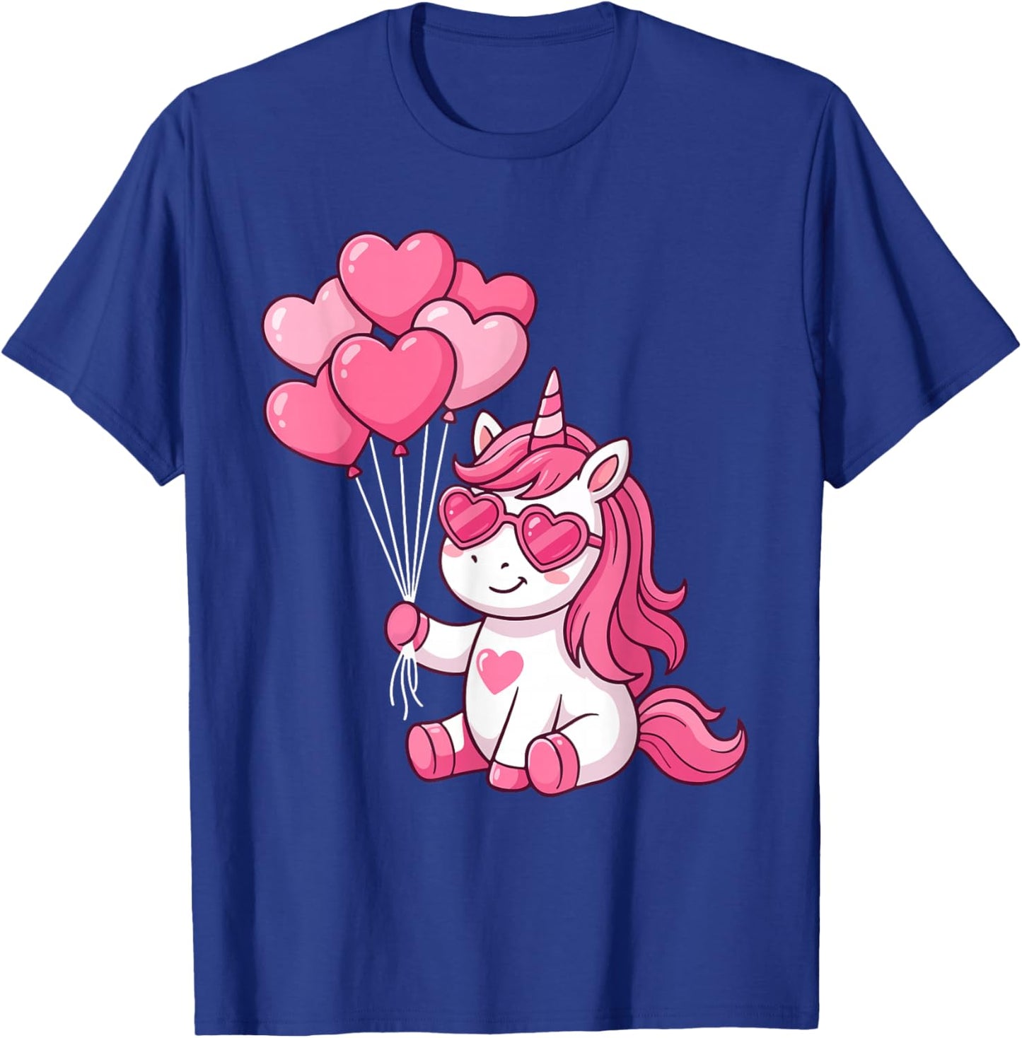 Cute Unicorn Valentines Day Lover Heart Balloon Kids Girl T-Shirt - T-Shirt | Royal