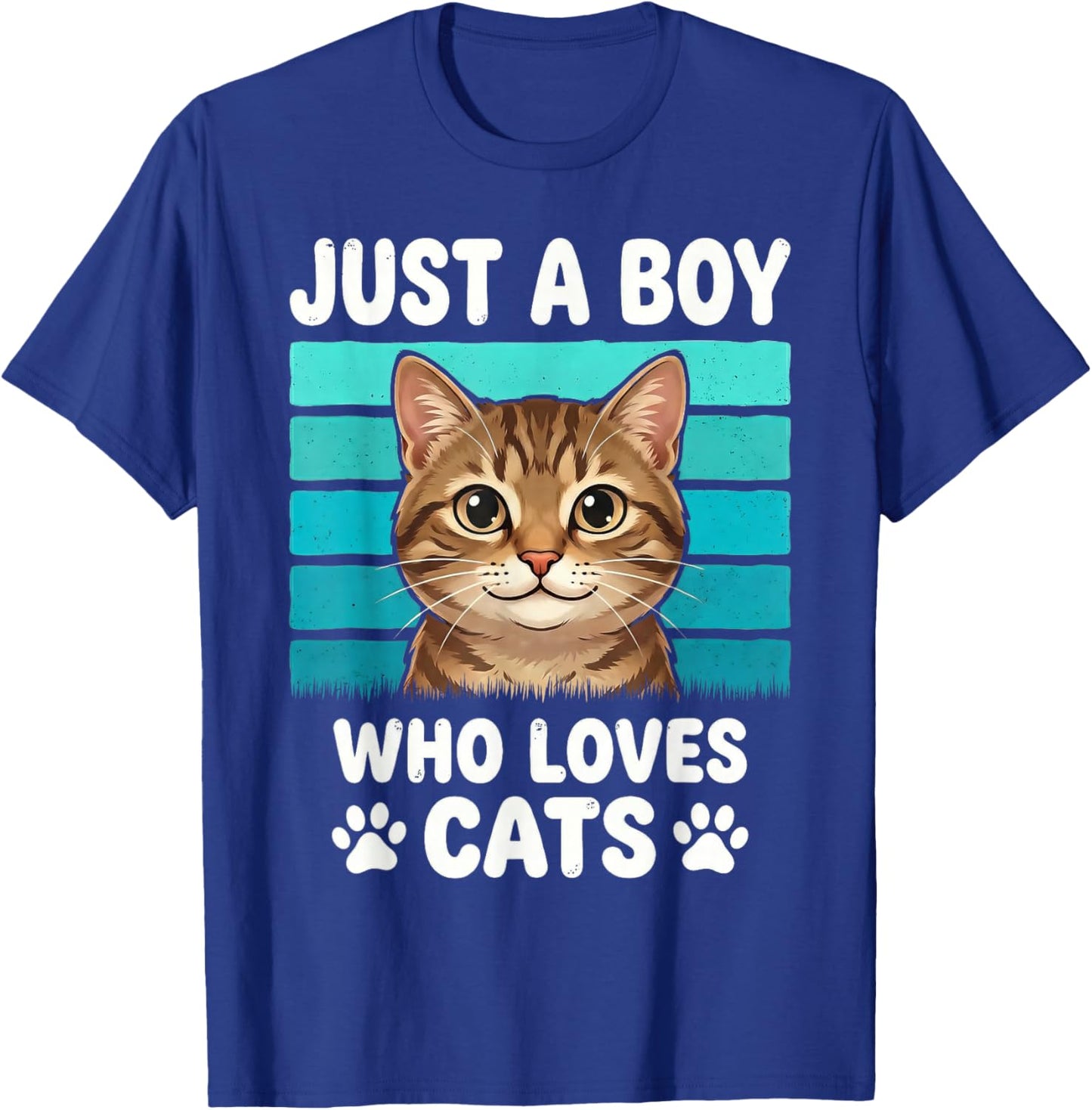 Just a Boy Who Loves Cats Funny Cat Lover Kids Boys T-Shirt - T-Shirt | Royal