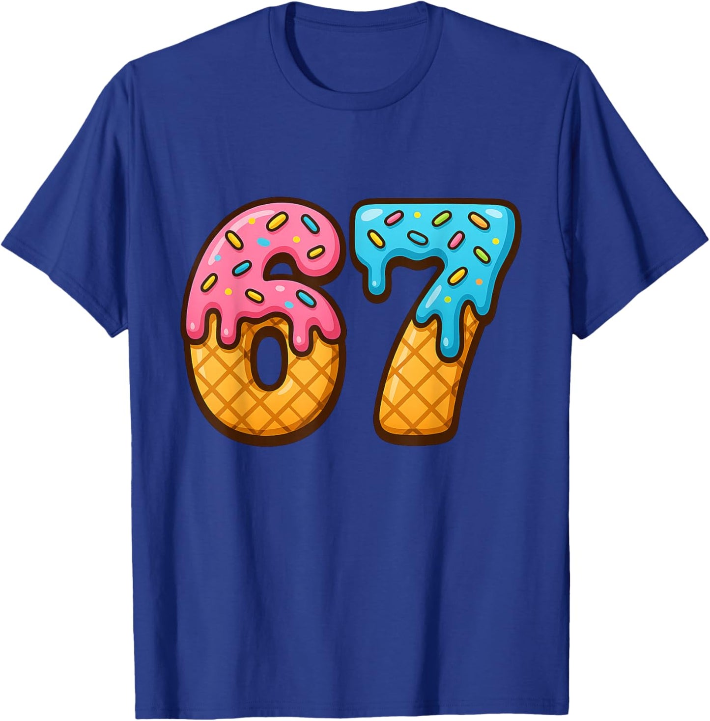 67 Ice Cream Drip Meme Funny Six Seven Gen Alpha Slang T-Shirt - T-Shirt | Royal