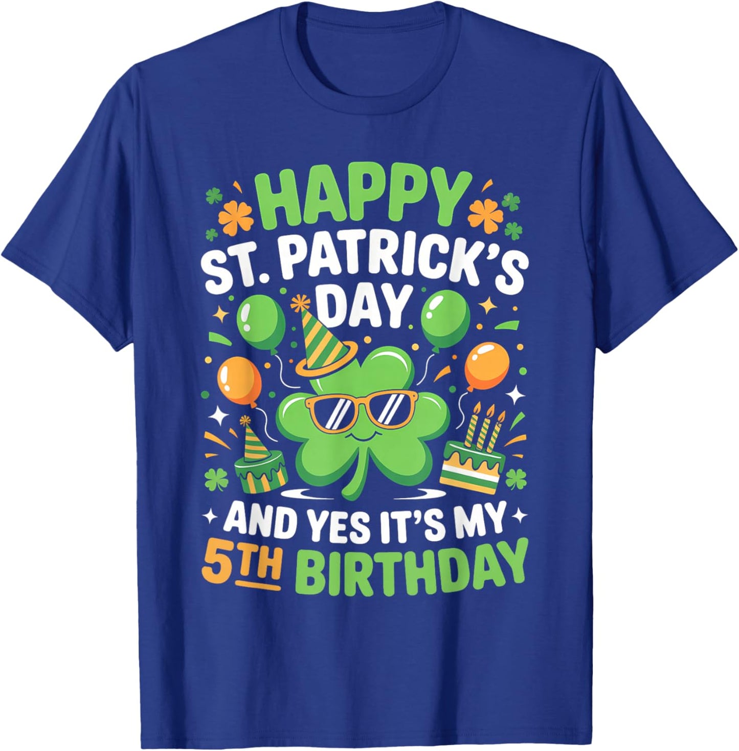 Happy St Patrick's Day 2026 Yes It's My 5th Birthday Kids T-Shirt - T-Shirt | Royal