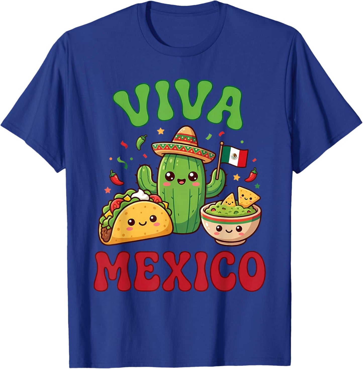 Kawaii Cute Taco Cactus Guacamole Viva Mexico Cinco de Mayo T-Shirt - T-Shirt | Royal