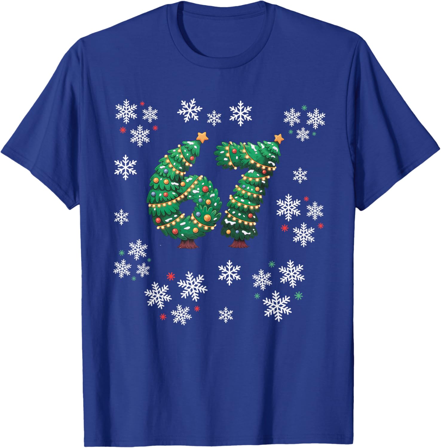 67 Christmas Sweater 6 7 Middle School Ugly Christmas Tree T-Shirt - T-Shirt | Royal