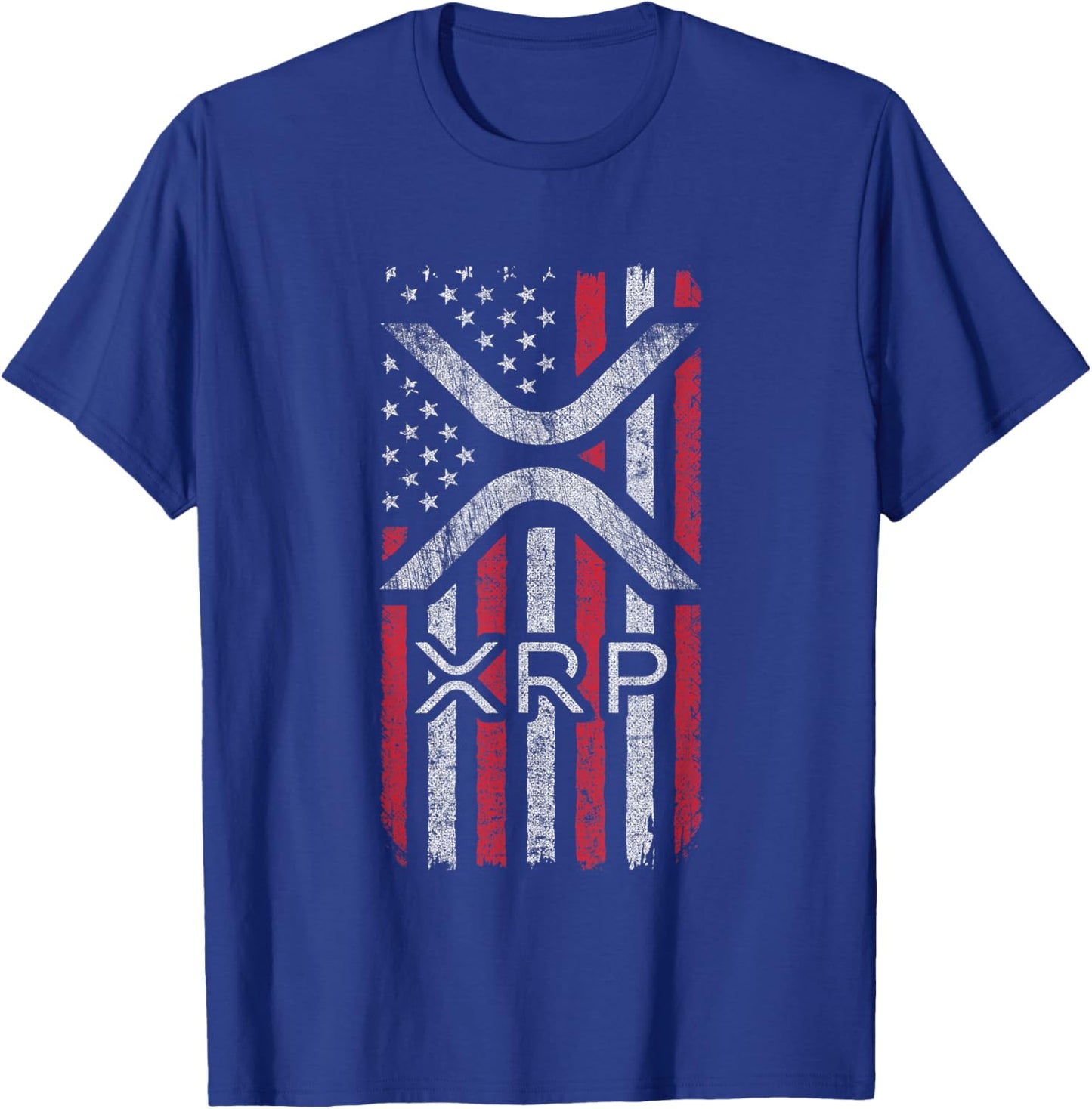 XRP - American Flag XRP Logo Graphic - XRP Crypto T-Shirt - T-Shirt | Royal