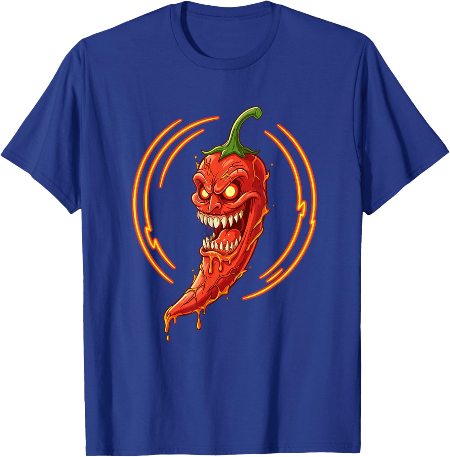 Fiery Evil Chili Pepper Mascot Spicy Heat T-Shirt - T-Shirt | Royal